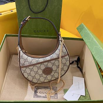 Gucci Brown GG Half-Moon Bag Size 22 x 12.5 x 5 cm