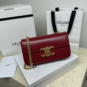 Celine Chain Shoulder Bag Red Size 20.5 x 10.5 x 4 cm