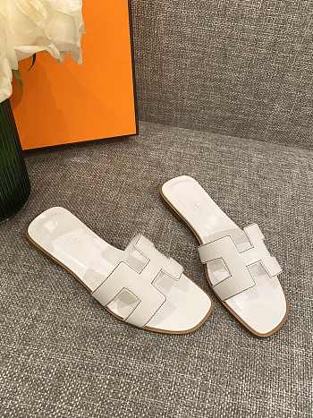 Hermes Oran Sandal Full White