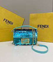 Fendi Baguette Mini Sequin Blue Bag Size 19 x 5 x 11 cm - 1