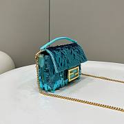 Fendi Baguette Mini Sequin Blue Bag Size 19 x 5 x 11 cm - 3