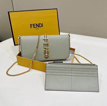 Fendi Fendigraphy Wallet On Chain Green Size 21 x 4 x 11 cm