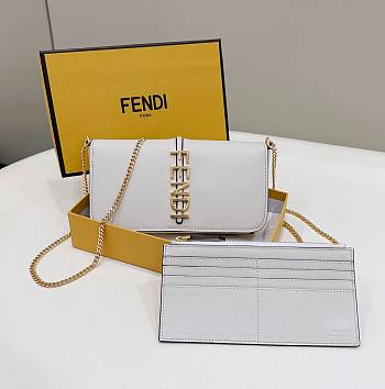 Fendi Fendigraphy Wallet On Chain White Size 21 x 4 x 11 cm