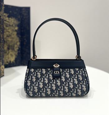 Dior Small Key Bag Blue Oblique Size 22 x 12 x 12 cm