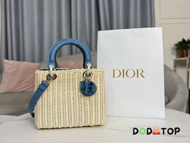 Lady Dior Rattan Basket Bag Blue Size 24 × 20 × 11 cm - 1