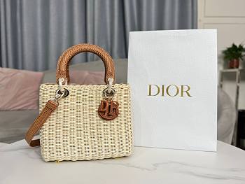 Lady Dior Rattan Basket Bag Brown Size 24 × 20 × 11 cm