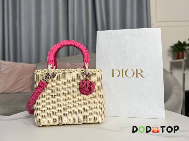Lady Dior Rattan Basket Bag Pink Size 24 × 20 × 11 cm - 1