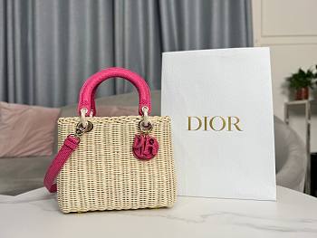 Lady Dior Rattan Basket Bag Pink Size 24 × 20 × 11 cm