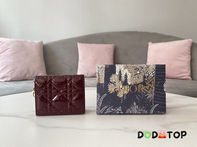 Lady Dior Mini Wallet Red Size 11 x 8.5 x 3 cm - 1