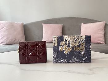 Lady Dior Mini Wallet Red Size 11 x 8.5 x 3 cm