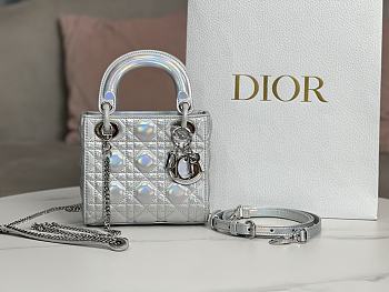Lady Dior Neon-Silver Metallic Handbag Size 17 x 15 x 7 cm