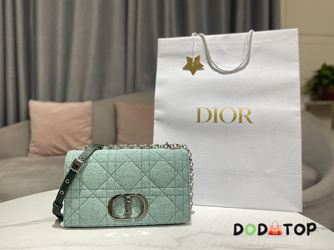 Dior Caro Bag Medium Green Linen Size 25.5 x 15.5 x 8 cm - 1