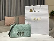 Dior Caro Bag Medium Green Linen Size 25.5 x 15.5 x 8 cm - 1