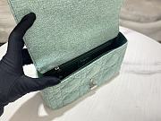 Dior Caro Bag Medium Green Linen Size 25.5 x 15.5 x 8 cm - 5