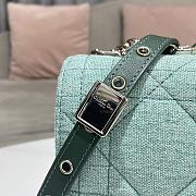 Dior Caro Bag Medium Green Linen Size 25.5 x 15.5 x 8 cm - 2