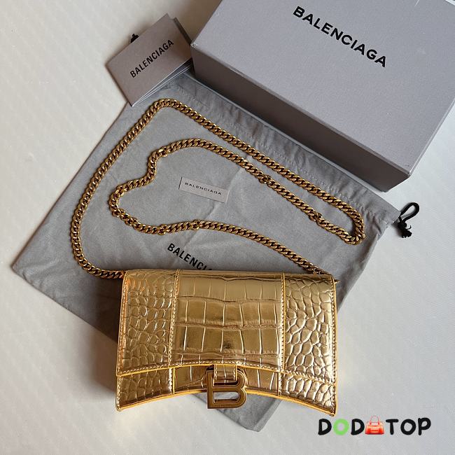 Balenciaga Hourglass Mini Chain Bag Gold Size 19.3 x 11.9 x 4.8 cm - 1