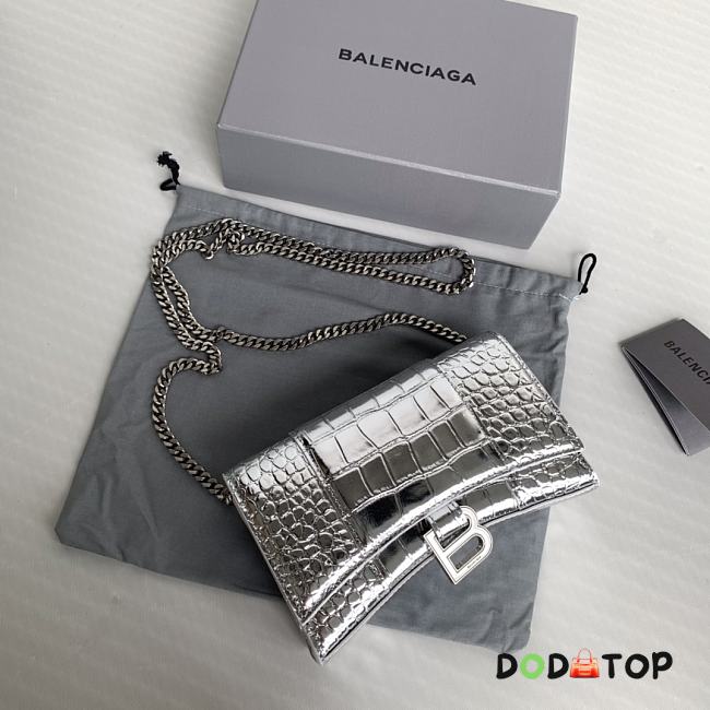 Balenciaga Hourglass Mini Chain Bag Silver Size 19.3 x 11.9 x 4.8 cm - 1