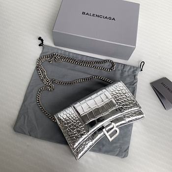Balenciaga Hourglass Mini Chain Bag Silver Size 19.3 x 11.9 x 4.8 cm
