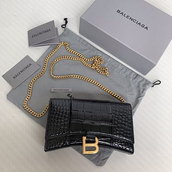 Balenciaga Hourglass Mini Chain Bag Black Size 19.3 x 11.9 x 4.8 cm