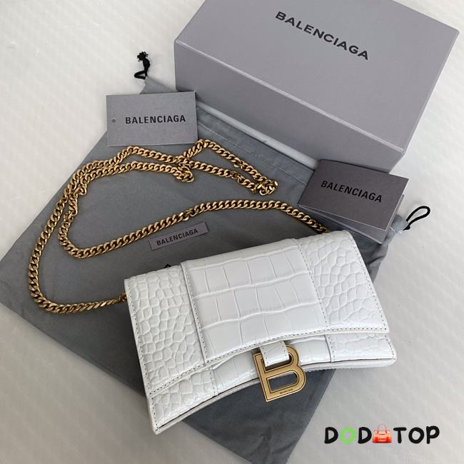 Balenciaga Hourglass Mini Chain Bag White Size 19.3 x 11.9 x 4.8 cm - 1