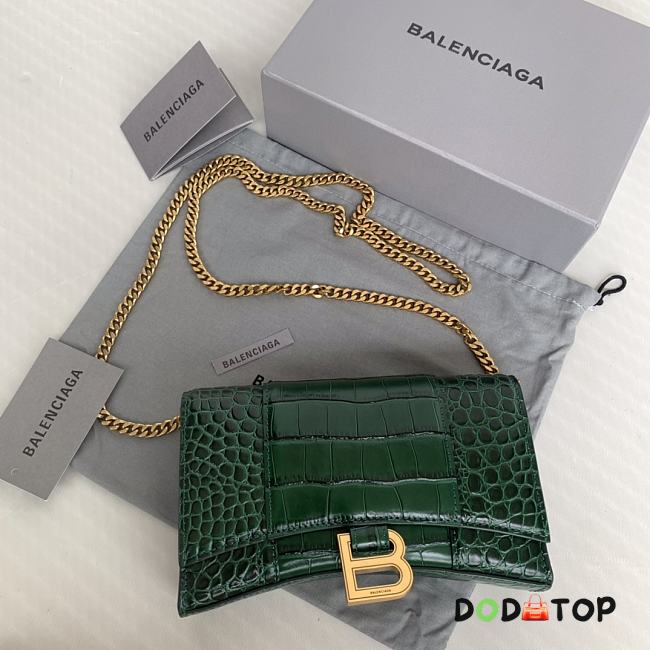 Balenciaga Hourglass Mini Chain Bag Green Size 19.3 x 11.9 x 4.8 cm - 1