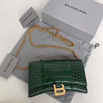 Balenciaga Hourglass Mini Chain Bag Green Size 19.3 x 11.9 x 4.8 cm