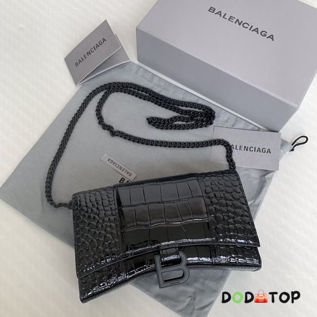 Balenciaga Hourglass Mini Chain Bag Full Black Size 19.3 x 11.9 x 4.8 cm - 1