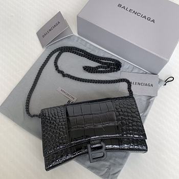 Balenciaga Hourglass Mini Chain Bag Full Black Size 19.3 x 11.9 x 4.8 cm