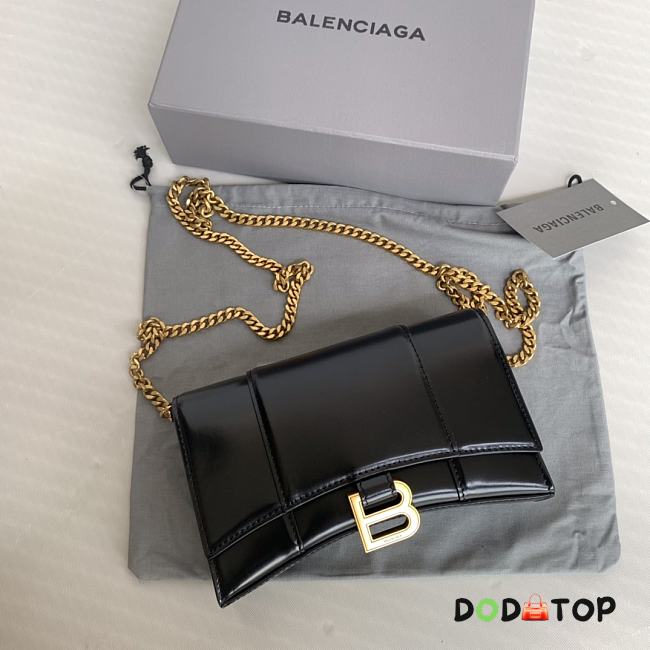 Balenciaga Hourglass Mini Chain Bag Black Gold Size 19.3 x 11.9 x 4.8 cm - 1