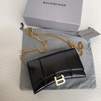 Balenciaga Hourglass Mini Chain Bag Black Gold Size 19.3 x 11.9 x 4.8 cm