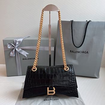 Balenciaga Crocodile Pattern Black Hourglass Chain Bag Size 25 x 15 x 9.5 cm
