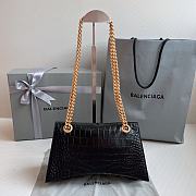 Balenciaga Crocodile Pattern Black Hourglass Chain Bag Size 25 x 15 x 9.5 cm - 5
