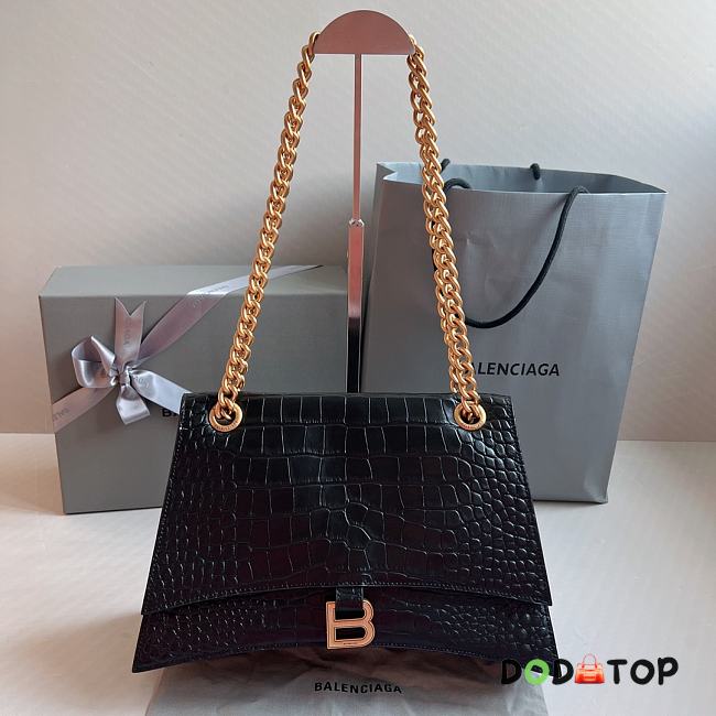 Balenciaga Crocodile Pattern Black Hourglass Chain Bag Size 31 x 20 x 12 cm - 1