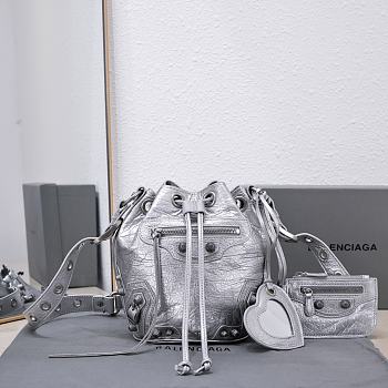 Balenciaga Le Cagole Bucket Bag Silver Size 15 x 20 x 18 cm