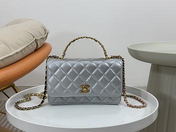 Chanel WOC Handle Silver Bag Size 19 cm