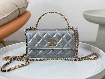 Chanel WOC Handle Silver Bag Size 17 cm