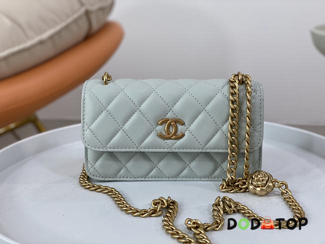 Chanel WOC Chain Bag Golden Flower Light Blue Size 17 cm - 1