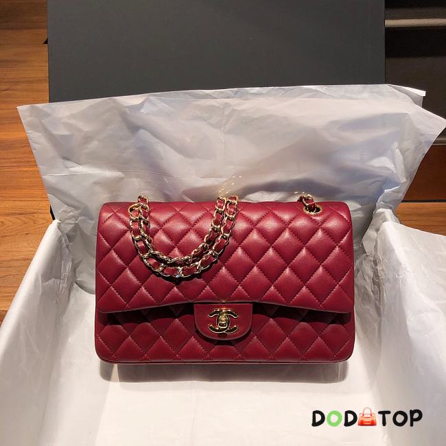 Chanel Flap Bag Lambskin Red Gold Hardware Size 25 x 6.5 x 16 cm - 1