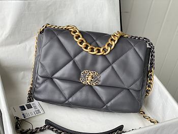 Chanel 19 Flap Bag Lambskin Dark Grey Size 30 x 10 x 20 cm