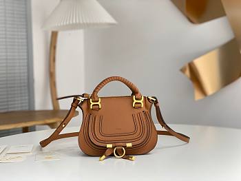 Chloé Brown Marcie Double Carry Leather Shoulder Bag Size 21 x 16 x 8 cm
