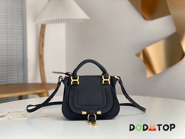 Chloé Black Marcie Double Carry Leather Shoulder Bag Size 21 x 16 x 8 cm - 1