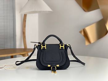 Chloé Black Marcie Double Carry Leather Shoulder Bag Size 21 x 16 x 8 cm