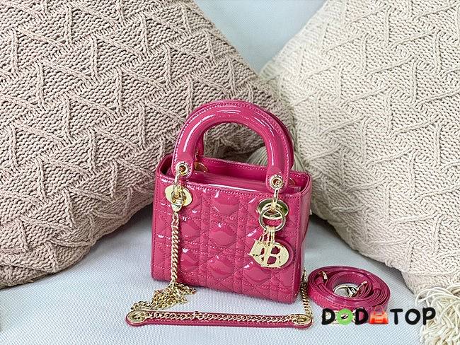 Lady Dior Mini Bag Rose Patent Gold Hardware Size 17 x 15 x 7 cm - 1
