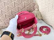 Lady Dior Mini Bag Rose Patent Gold Hardware Size 17 x 15 x 7 cm - 3