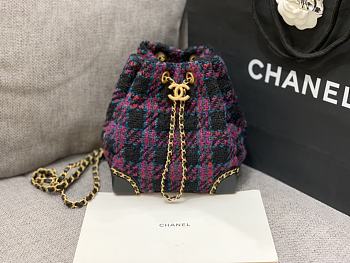 Chanel Wool Bucket Shoulder Handbag Pink Size 20 × 18 × 13 cm