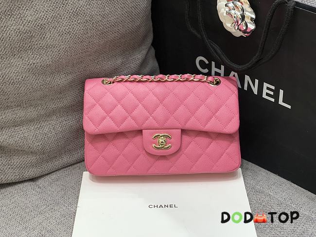 Chanel Flap Bag Caviar Pink Gold Hardware Size 23 cm - 1
