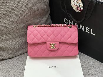 Chanel Flap Bag Caviar Pink Gold Hardware Size 23 cm