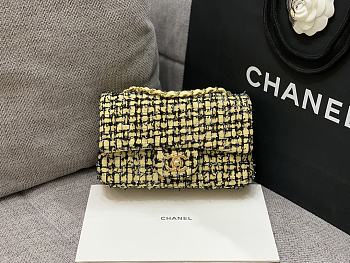 Chanel Tweed Flap Bag Yellow Size 20 cm