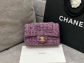 Chanel Tweed Flap Bag Pink Size 20 cm