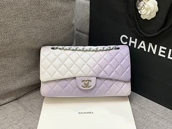 Chanel Lambskin Flap Bag Mix Purple Silver/Gold Hardware Size 25 cm